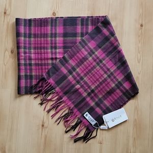 NWT Erdos Cashmere Plaid Scarf 60 in x 12 in